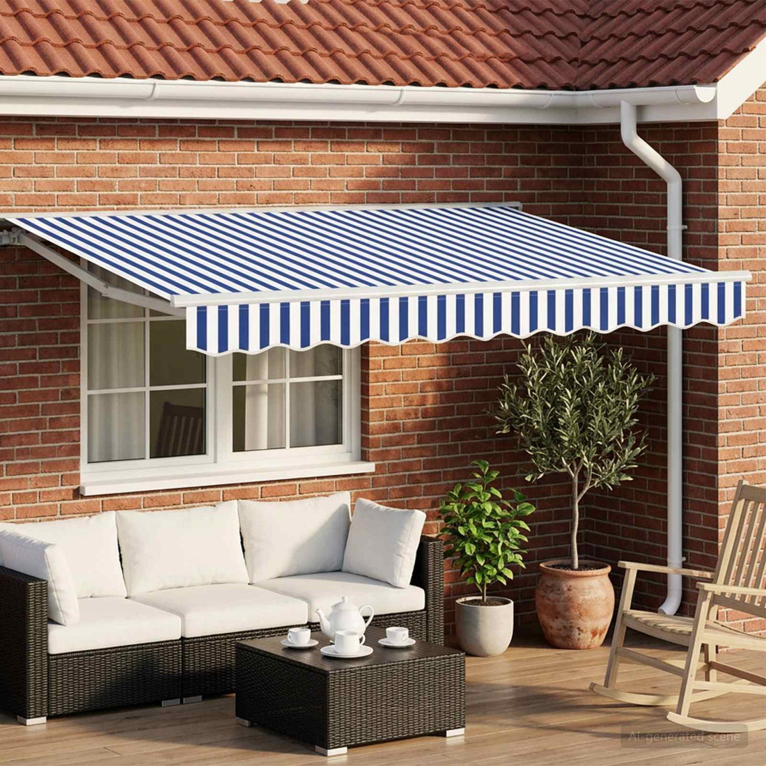 vidaXL Toldo Retráctil Eléctrico Azul y Blanco 3 x 2,5 m