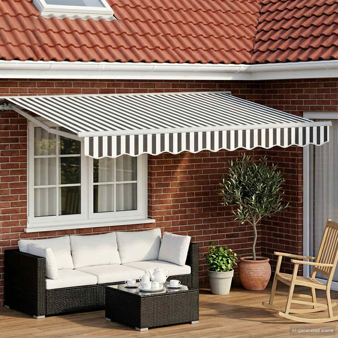 vidaXL Toldo Retráctil Eléctrico Antracita y Blanco 3,5 x 2,5 m