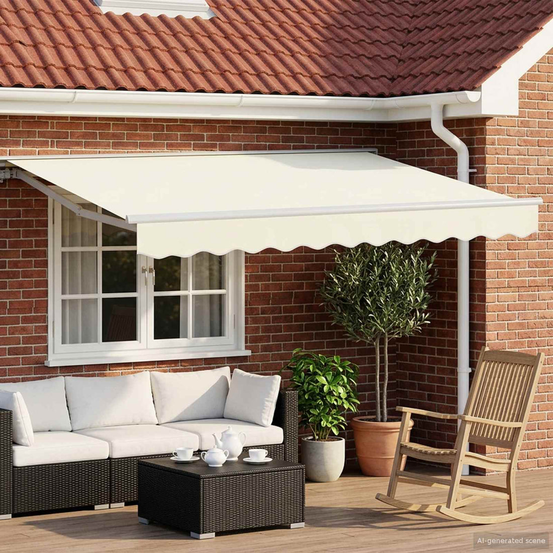 vidaXL Toldo Retráctil Eléctrico Crema y Blanco 3 x 2,5 m