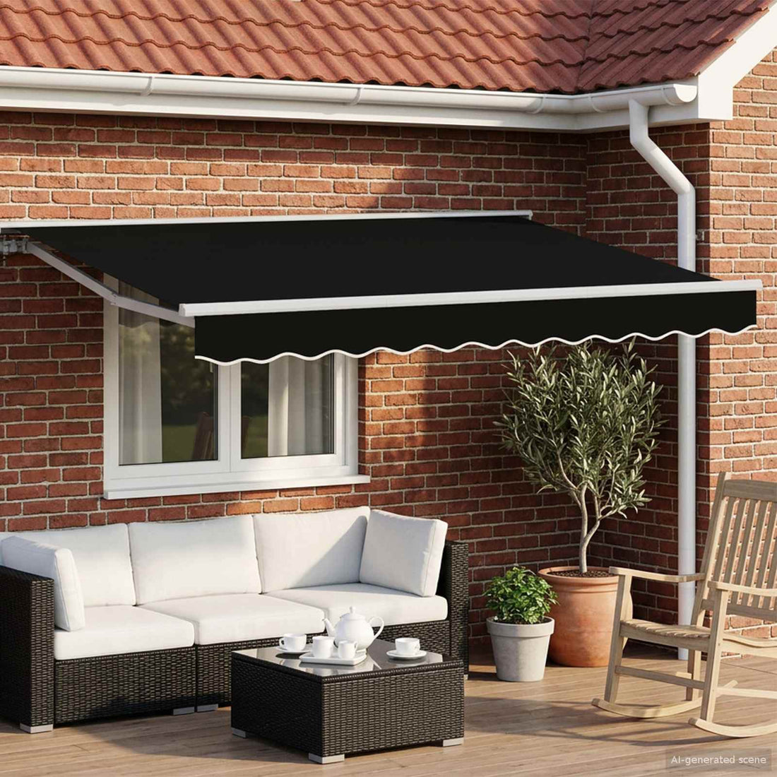 vidaXL Toldo Retráctil Eléctrico Negro y Blanco 3 x 2,5 m