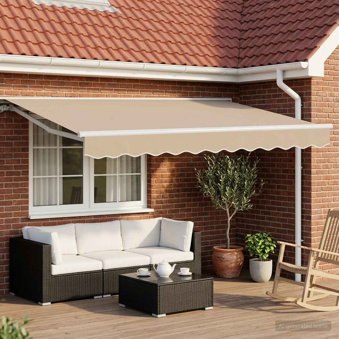 vidaXL Toldo Retráctil Eléctrico Beige y Blanco 3 x 2,5 m