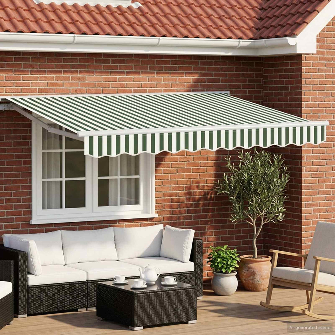 vidaXL Toldo Retráctil Eléctrico Verde y 3 x 2,5 m