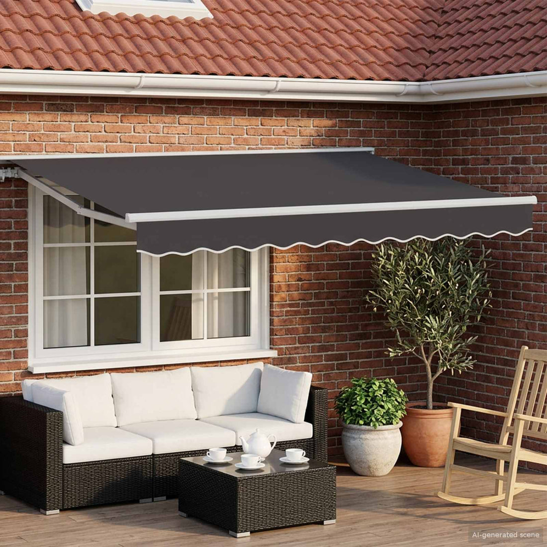 vidaXL Toldo Retráctil Eléctrico Antracita y Blanco 3,5 x 2,5 m