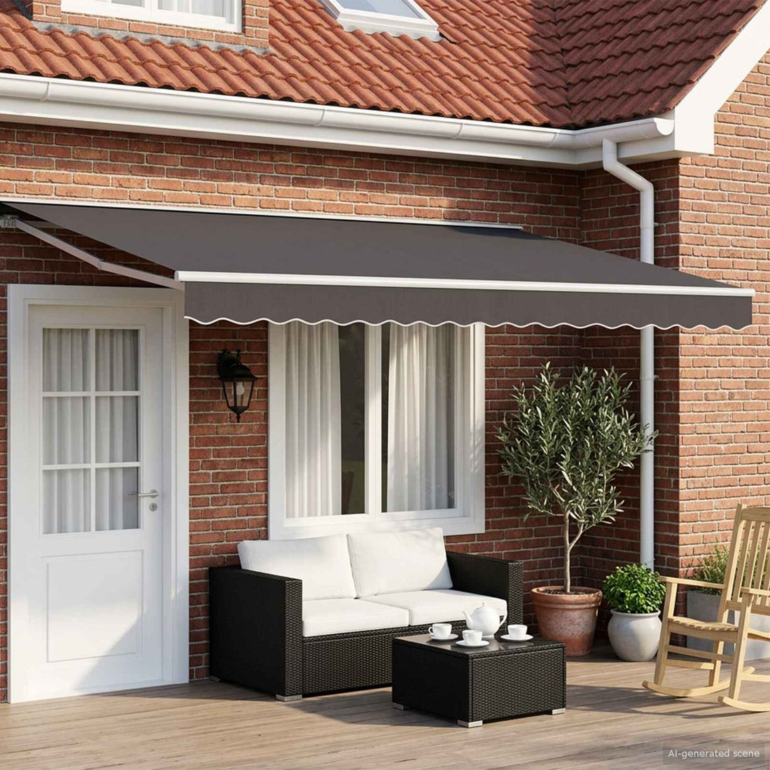 vidaXL Toldo Retráctil Eléctrico Antracita y Blanco 4,5 x 3,5 m