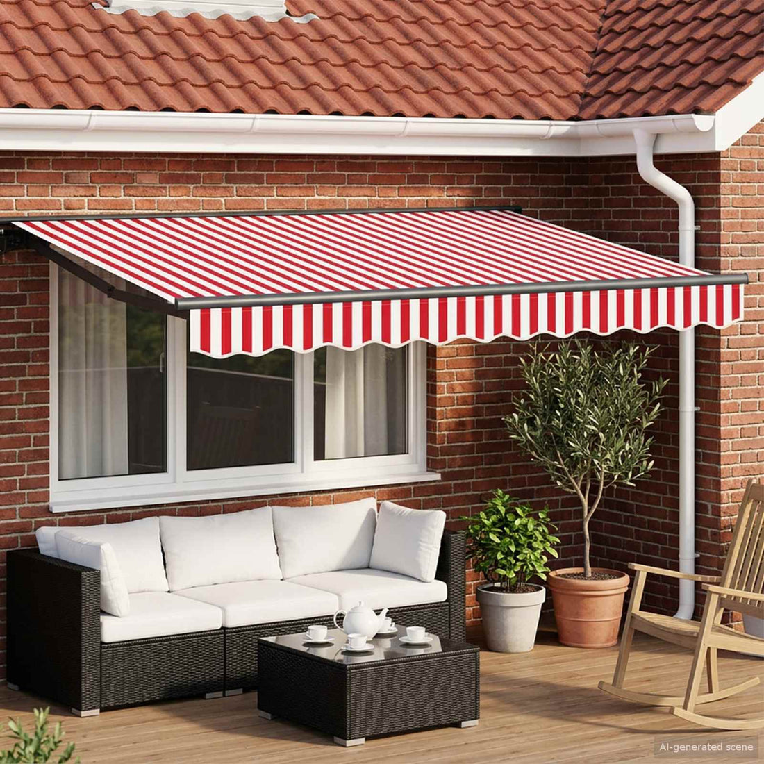 vidaXL Toldo Retráctil Eléctrico Rojo, Blanco, Antracita 3 x 2,5 m