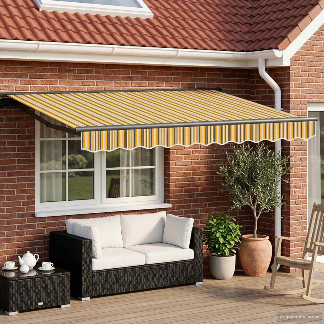 vidaXL Toldo Retráctil Eléctrico Amarillo, Gris, Antracita 3 x 2,5 m