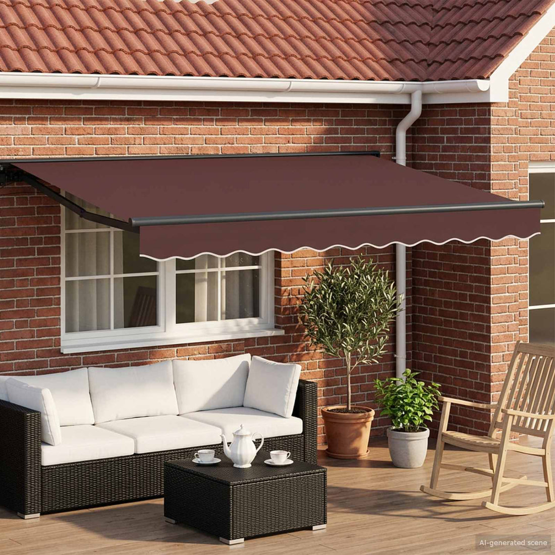 vidaXL Toldo Retráctil Eléctrico Marrón y Antracita 3,5 x 2,5 m