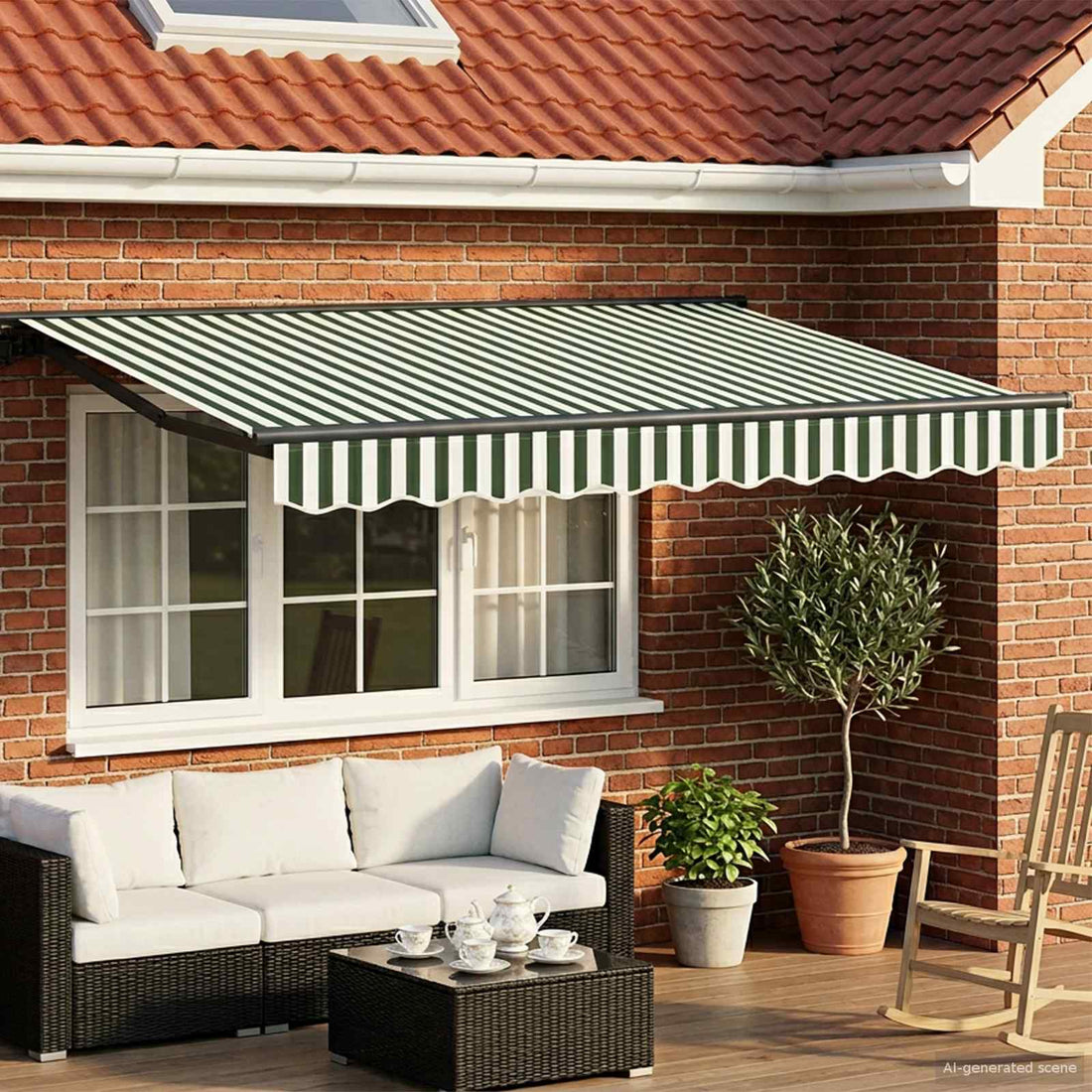 vidaXL Toldo Retráctil Eléctrico Verde, Blanco, Antracita 3,5 x 2,5 m