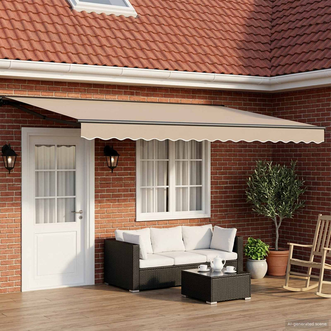 vidaXL Toldo Retráctil Eléctrico Beige y Antracita 4 x 3 m