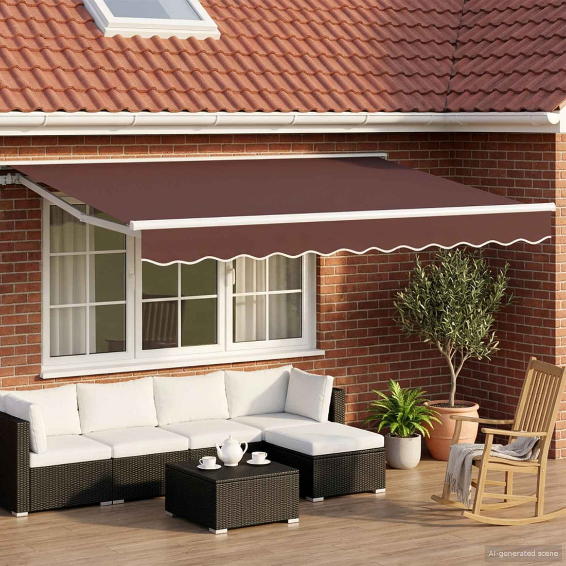vidaXL Toldo Retráctil Eléctrico Marrón y blanco 3 x 2,5 m