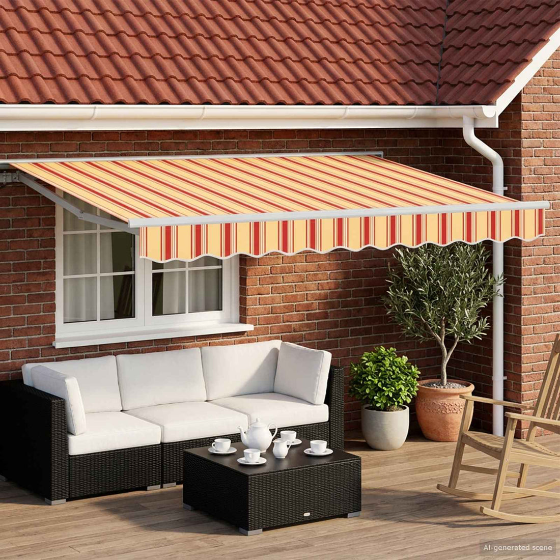 vidaXL Toldo Retráctil Eléctrico Amarillo, Naranja y 3 x 2,5 m