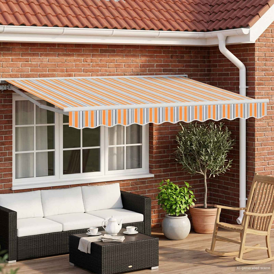 vidaXL Toldo Retráctil Eléctrico Azul, Naranja, Blanco 3 x 2,5 m