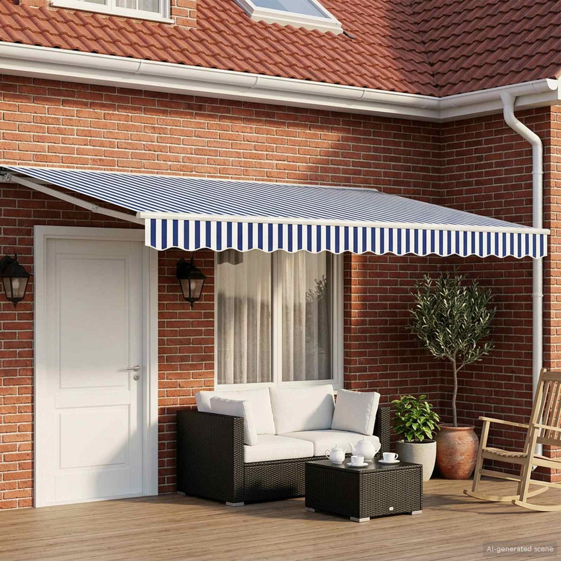 vidaXL Toldo Retráctil Eléctrico Azul y 4,5 x 3 m