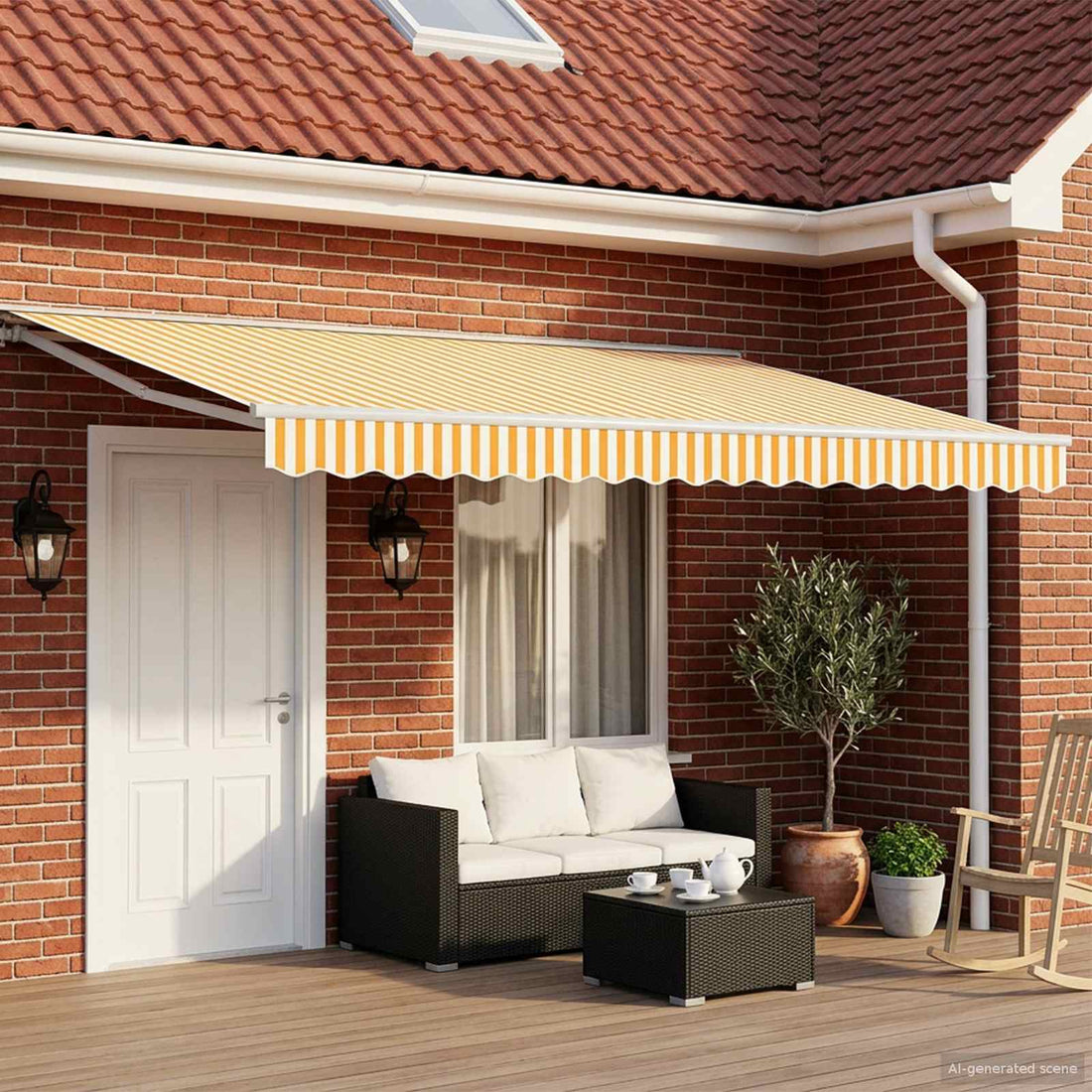 vidaXL Toldo Retráctil Eléctrico Amarillo y 4,5 x 3 m