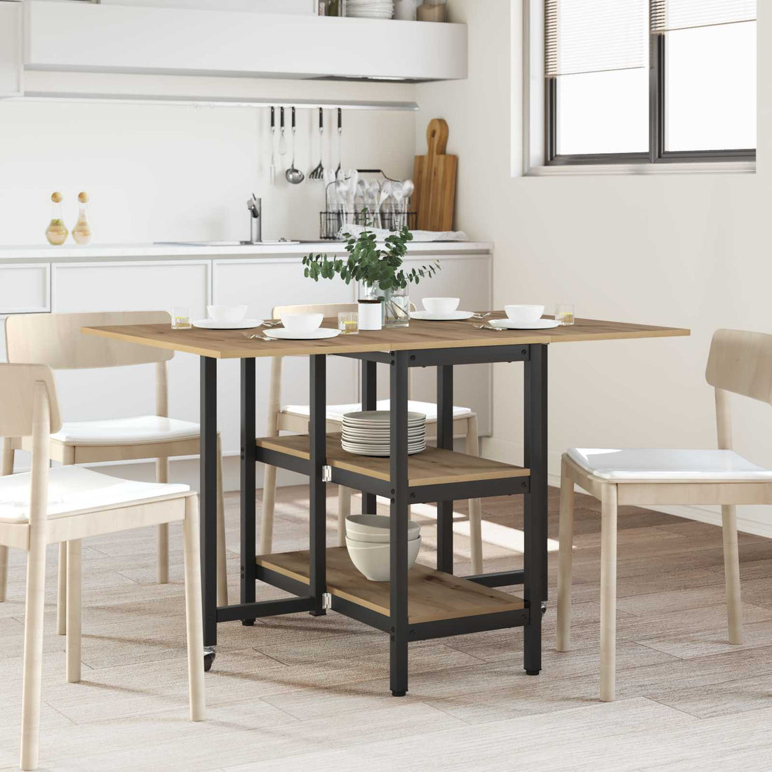 vidaXL Mesa de comedor 122 x 80 x 76,5 cm Madera de ingeniería