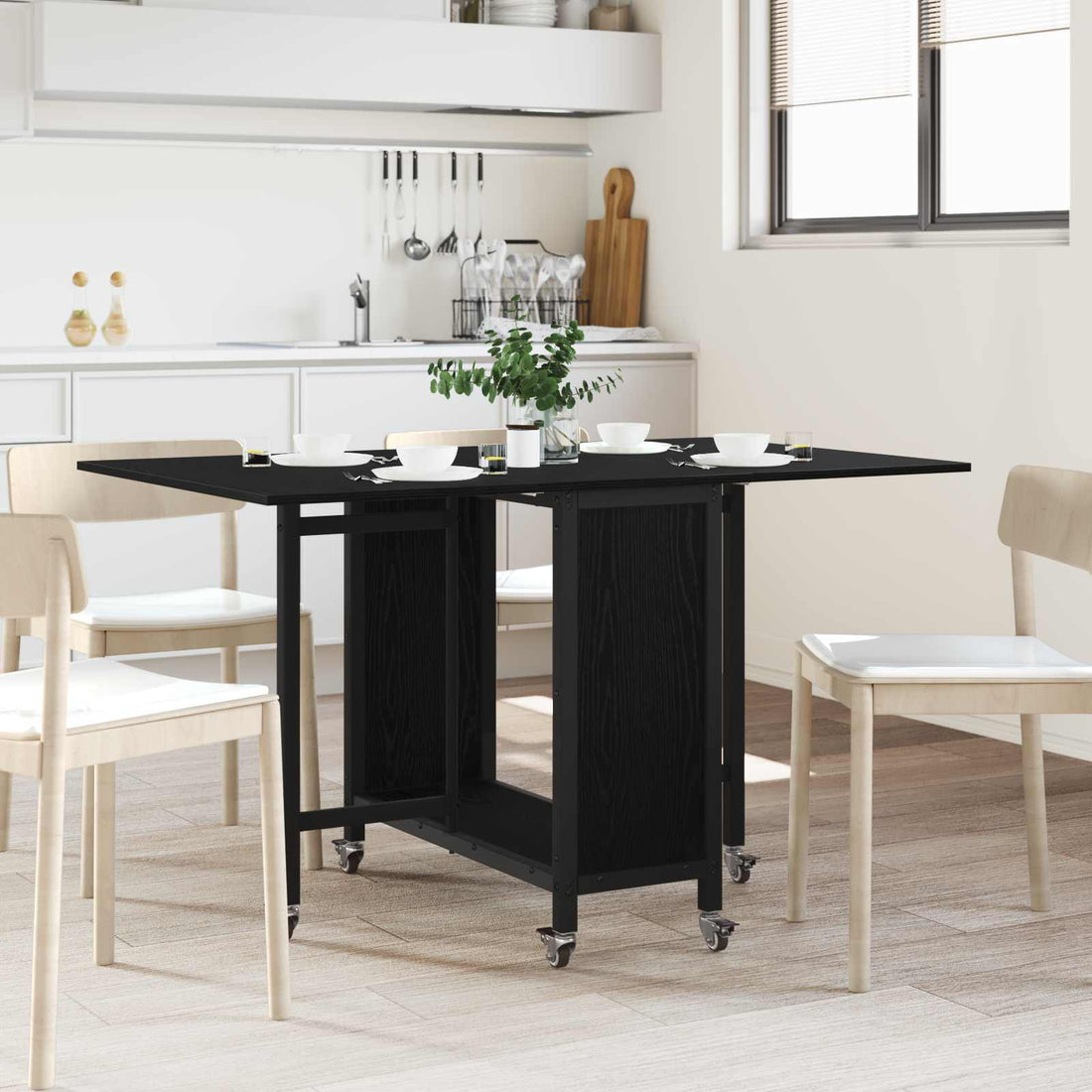 vidaXL Mesa de comedor plegable con ruedas 130 x 80 x 76,5 cm