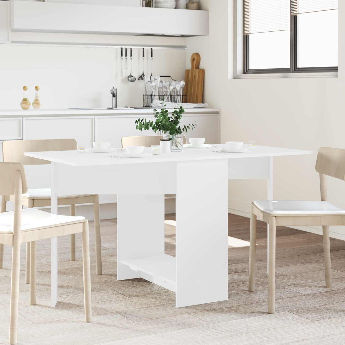 vidaXL Mesa de comedor 138 x 70 x 73,5 cm Madera de ingeniería Blanco