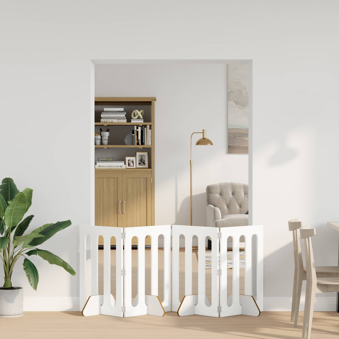 vidaXL Valla plegable para mascotas 4 uds. Blanco 201 x 38 x 70 cm