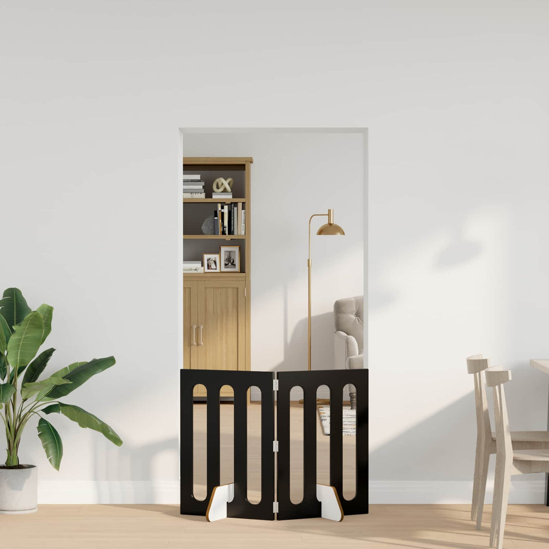 vidaXL Valla plegable para mascotas 2 uds. Roble Negro