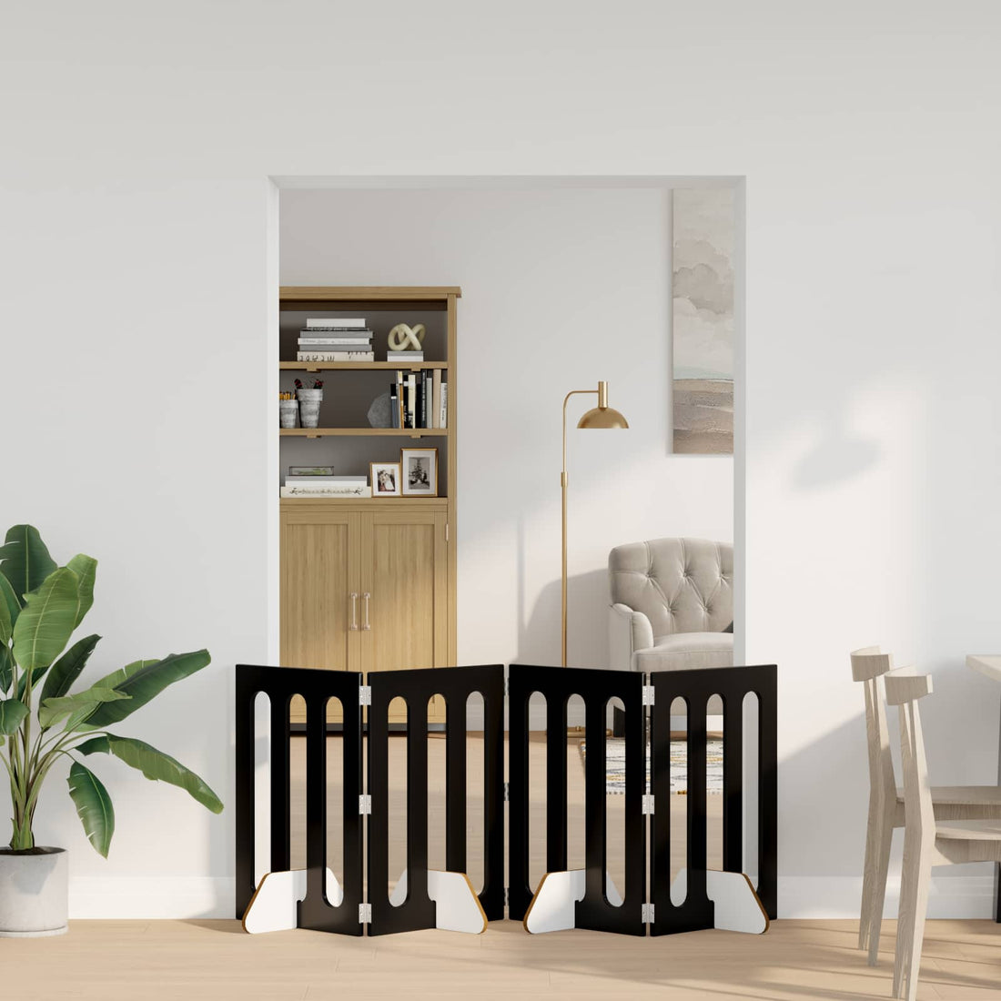 vidaXL Valla plegable para mascotas 4 uds. Roble Negro