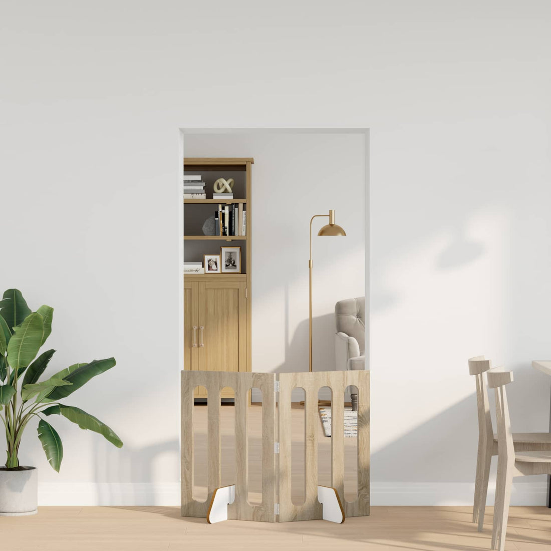 vidaXL Valla plegable para mascotas 2 uds. Roble Sonoma