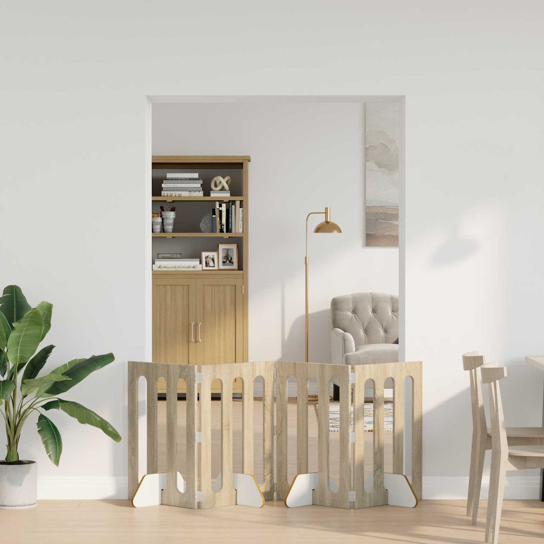 vidaXL Valla plegable para mascotas 4 uds. Roble Sonoma