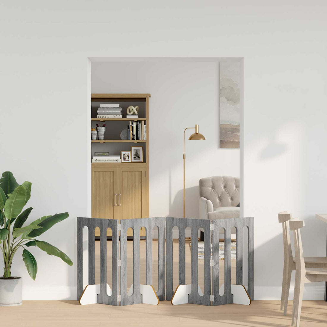 vidaXL Valla plegable para mascotas 4 uds. Sonoma gris