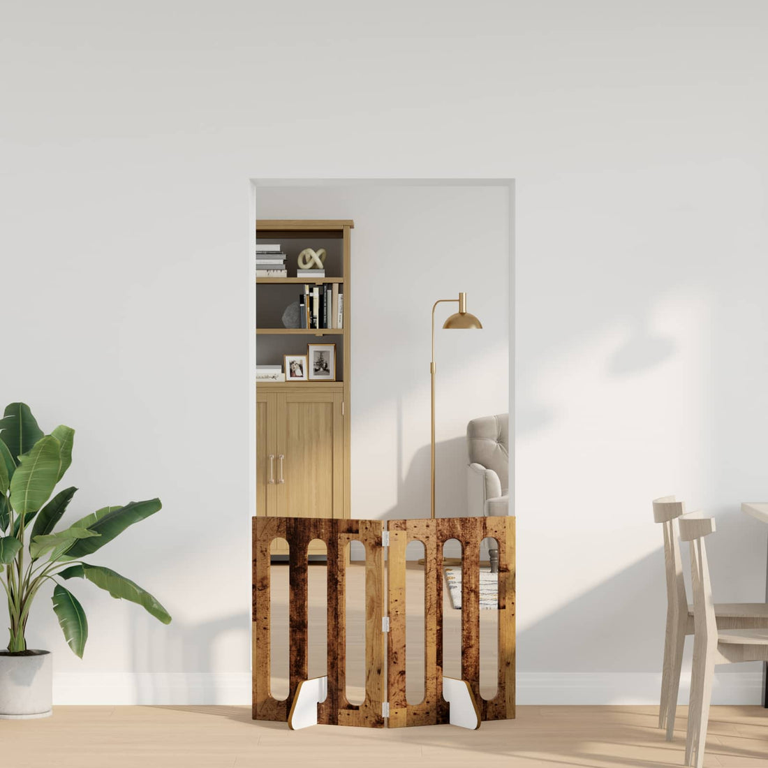 vidaXL Valla plegable para mascotas 2 uds. Madera de roble