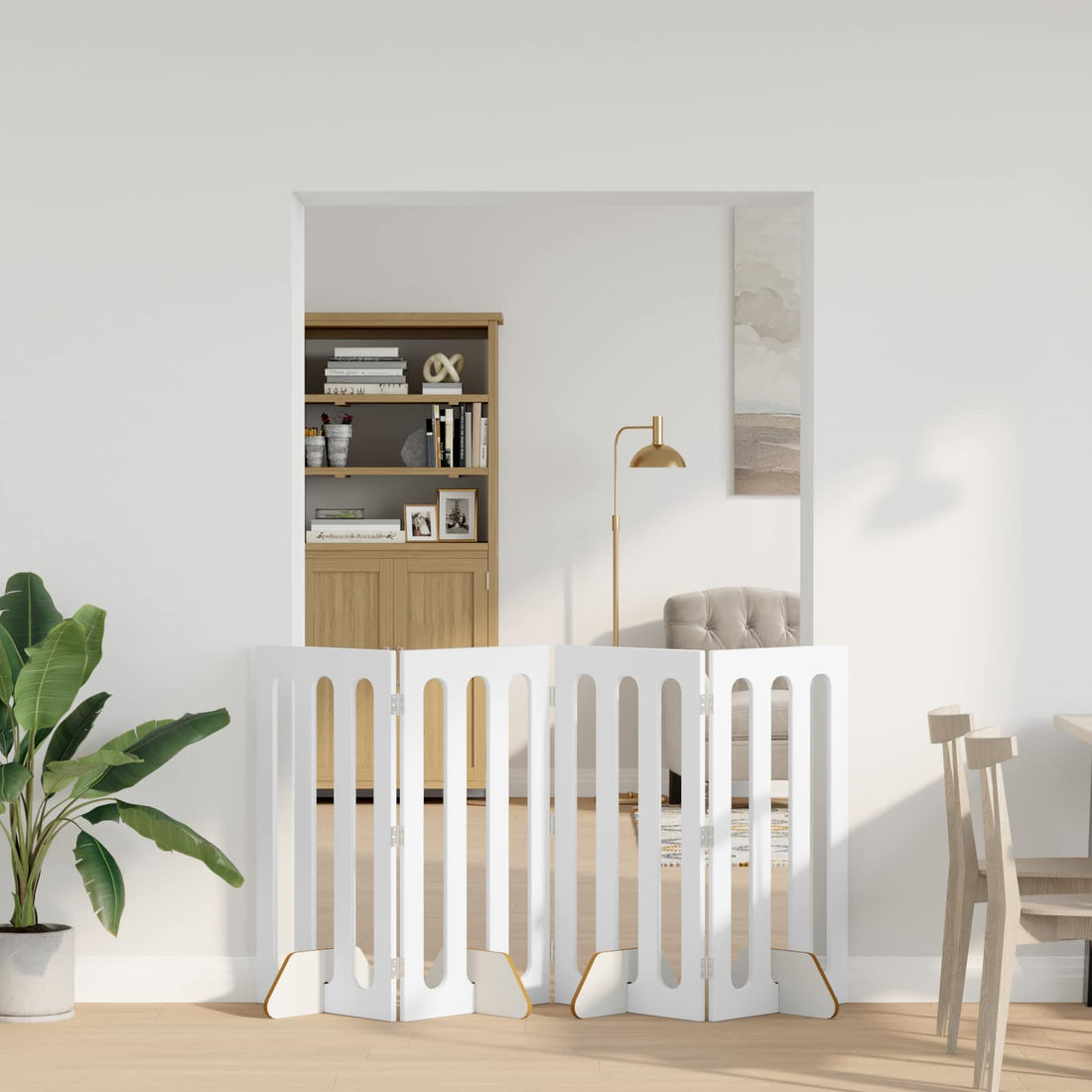 vidaXL Valla plegable para mascotas 4 uds. Blanco 201 x 38 x 90 cm
