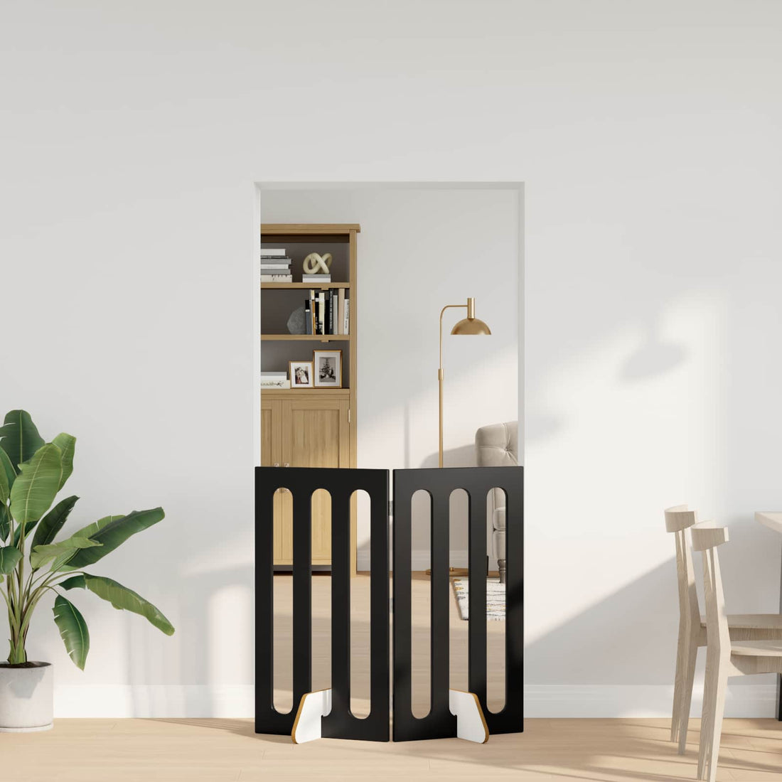 vidaXL Valla plegable para mascotas 2 uds. Roble Negro