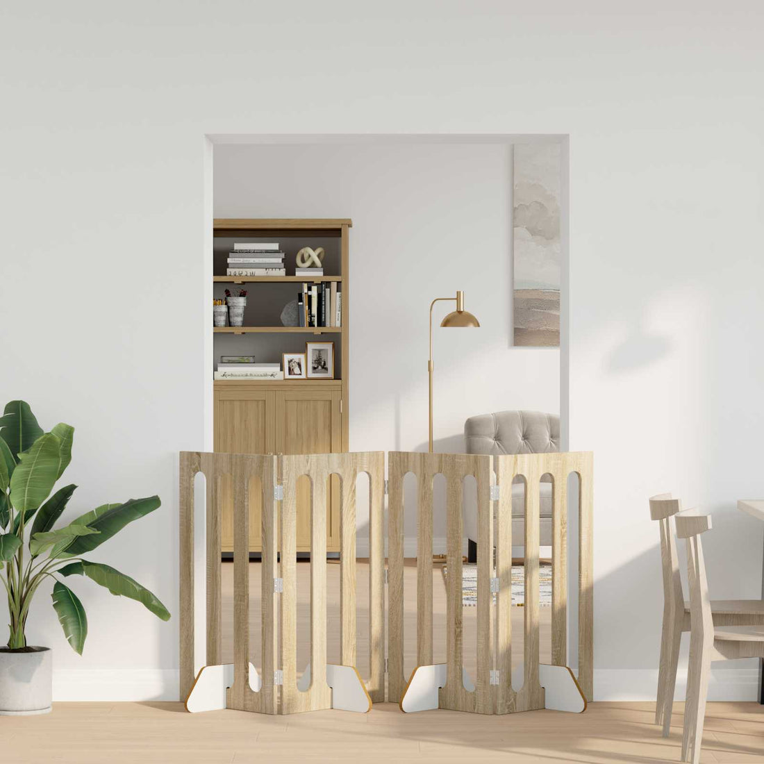 vidaXL Valla plegable para mascotas 4 uds. Roble Sonoma