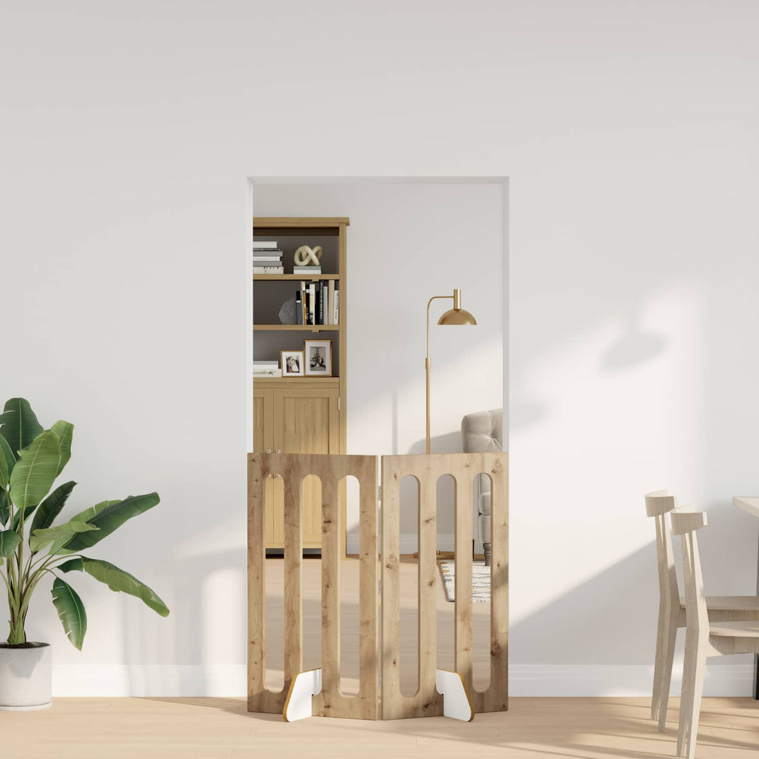 vidaXL Valla plegable para mascotas 2 uds. Roble artisan