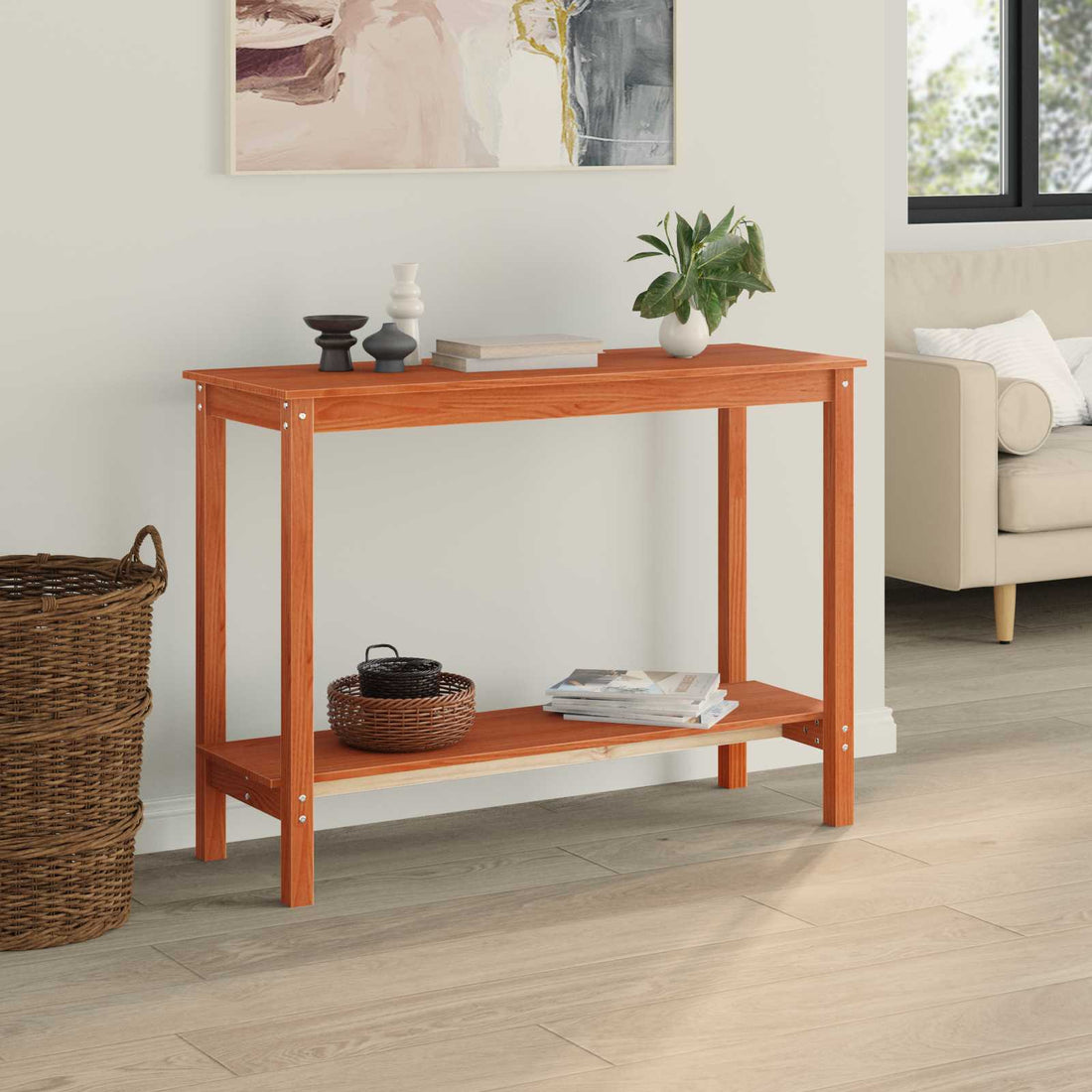 vidaXL Mesa Consola Marrón Cera 110 x 40 x 80 cm Pino macizo