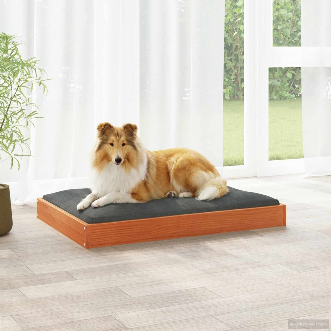 vidaXL Cama para perro Marrón cera 92 x 64 x 9 cm