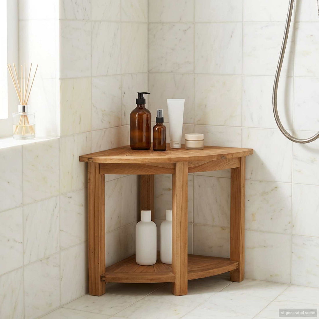 vidaXL Mesa Lateral de Baño con almacenamiento Natural 45 x 45 x 46 cm