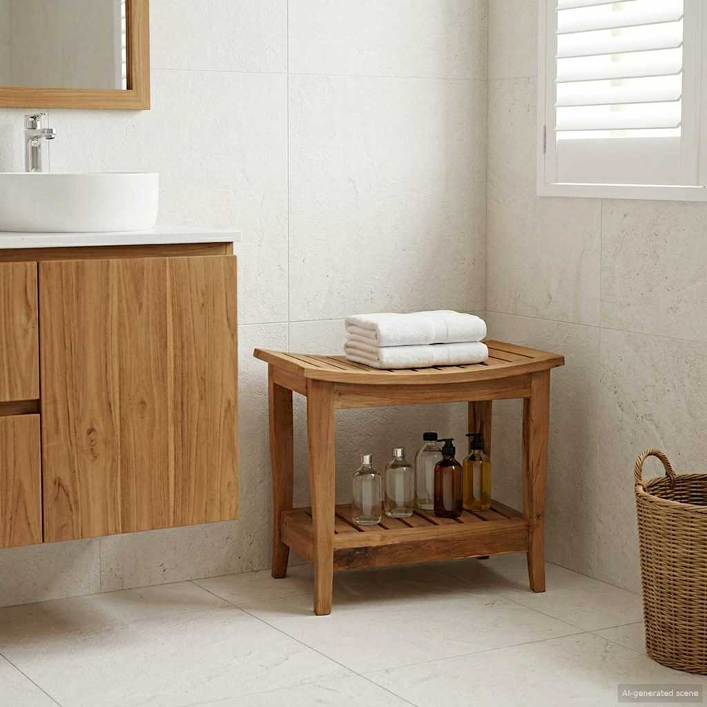 vidaXL Mesa Lateral de Baño con almacenamiento Natural 50 x 35 x 45 cm