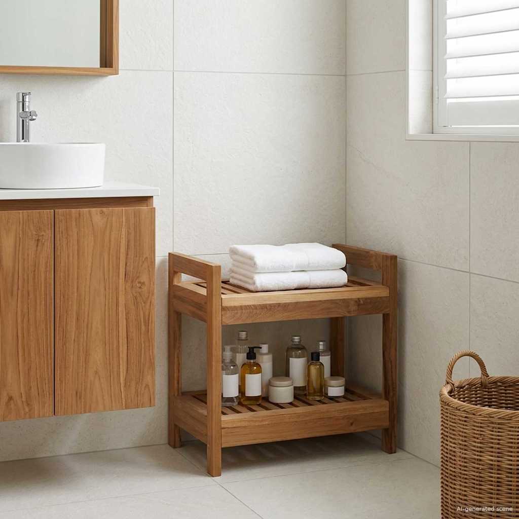 vidaXL Estante de baño Natural 45 x 30 x 45 cm Madera de teca maciza