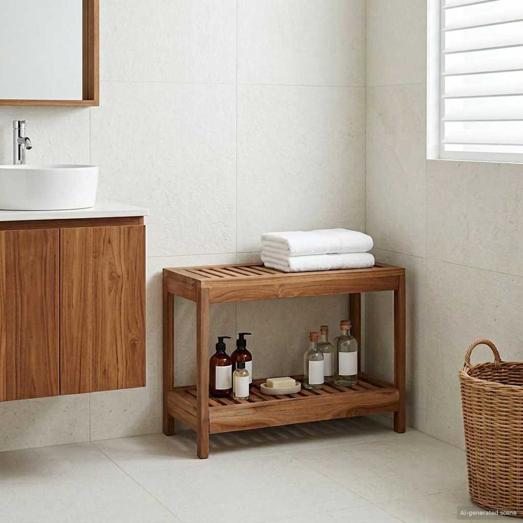 vidaXL Mesa Lateral de Baño con almacenamiento Natural 60 x 30 x 45 cm