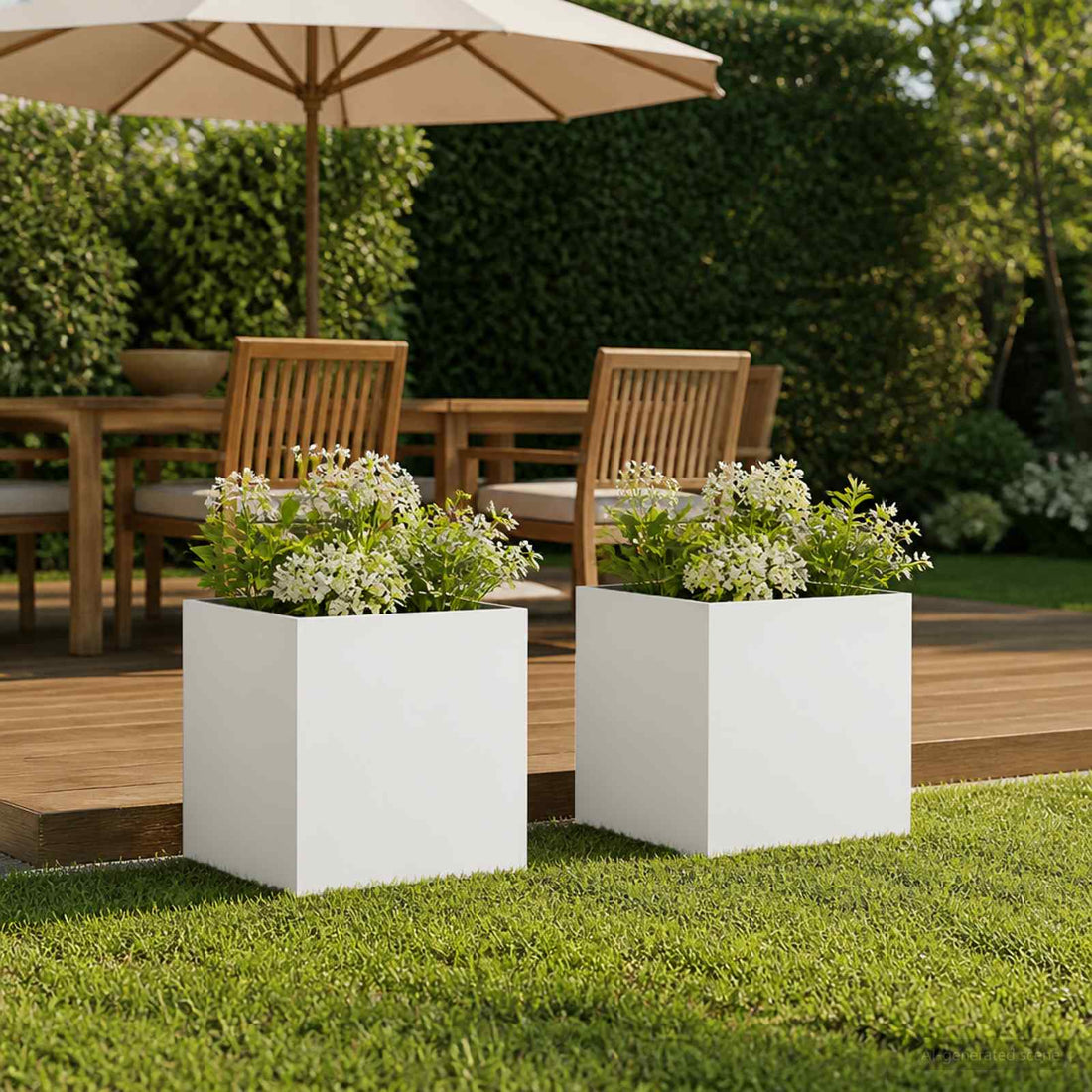 vidaXL Macetero de Jardín 2 uds. Blanco 25 x 25 x 25 cm