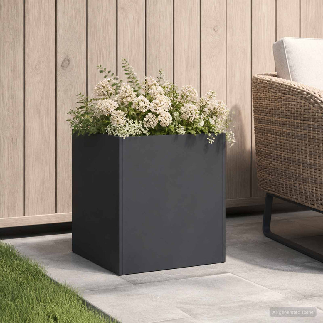 vidaXL Macetero de Jardín Negro 35 x 35 x 35 cm Acero laminado en frío