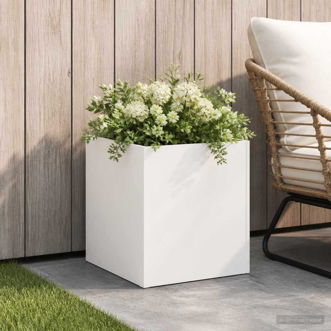 vidaXL Macetero de Jardín Blanco 35 x 35 x 35 cm