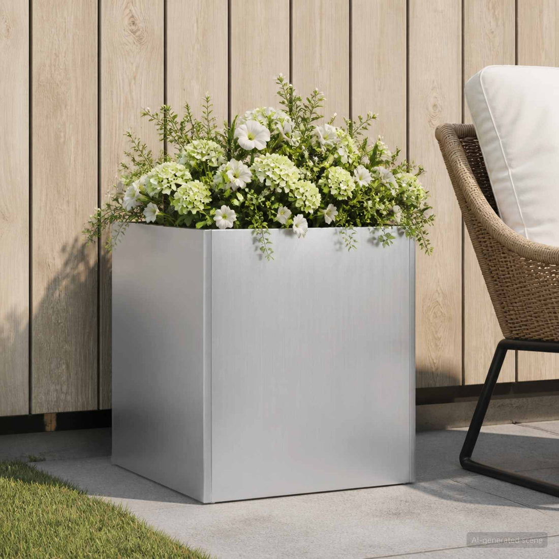 vidaXL Macetero de Jardín Plateado 35 x 35 x 35 cm Acero Galvanizado