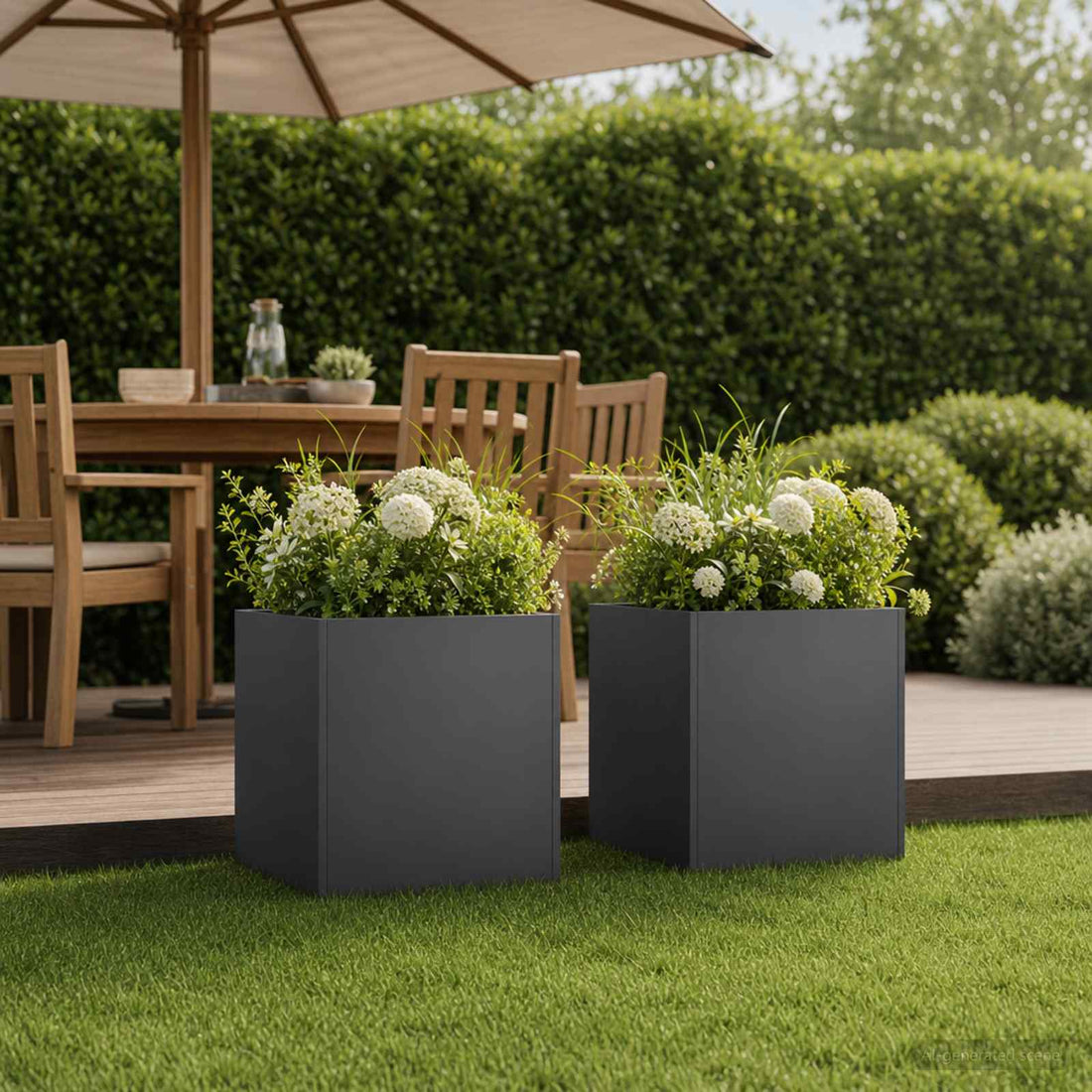 vidaXL Macetero de Jardín 2 uds. Negro 45 x 45 x 45 cm
