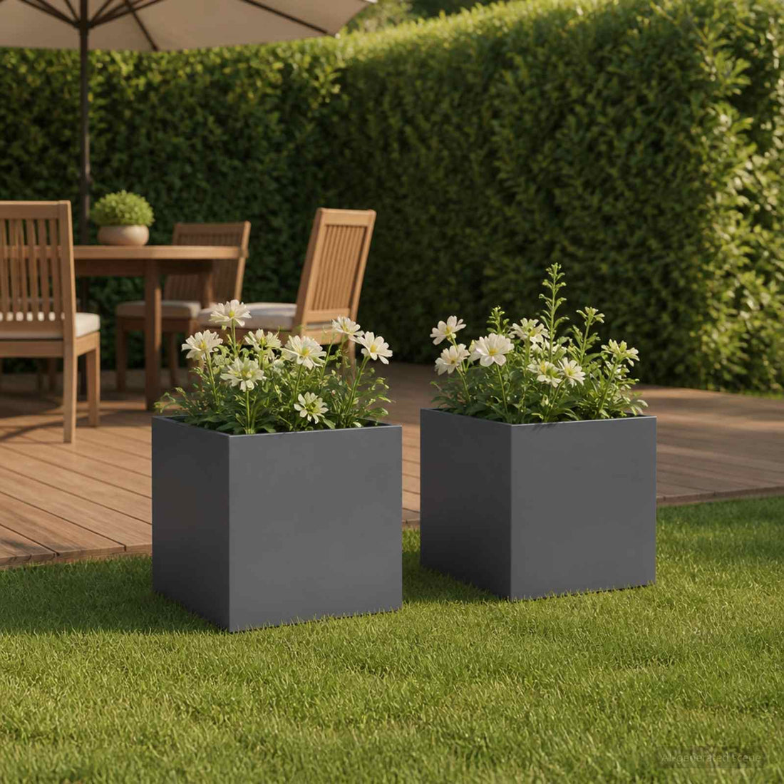 vidaXL Macetero de Jardín 2 uds. Gris antracita 45 x 45 x 45 cm