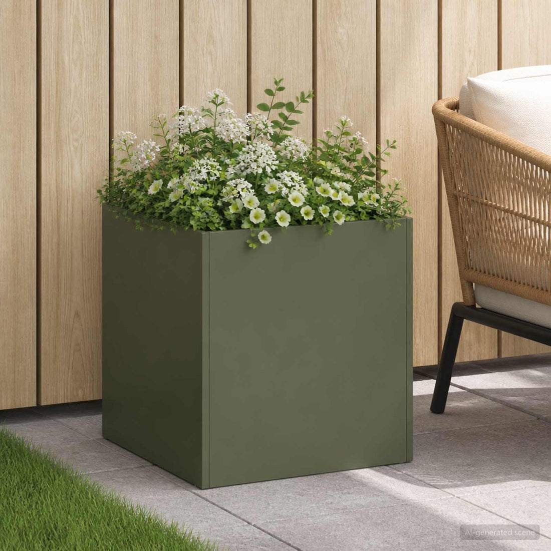 vidaXL Macetero de Jardín Verde oliva 45 x 45 x 45 cm