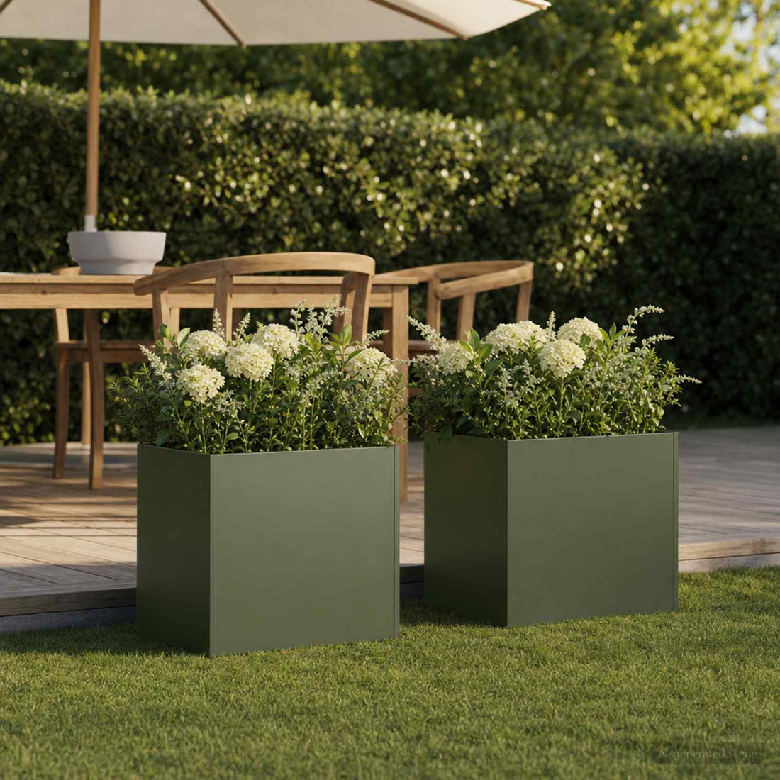 vidaXL Macetero de Jardín 2 uds. Verde oliva 45 x 45 x 45 cm