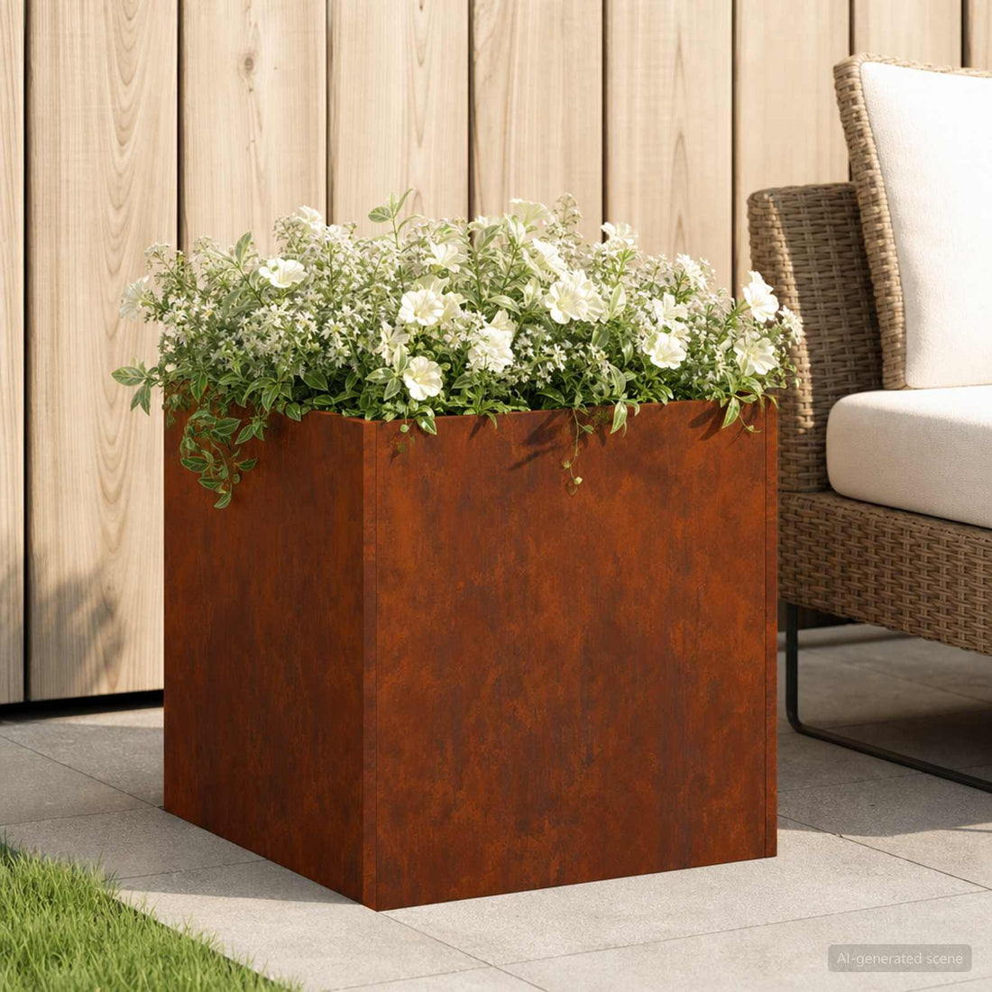 vidaXL Macetero de Jardín Oxidado 45 x 45 x 45 cm Acero oxidado