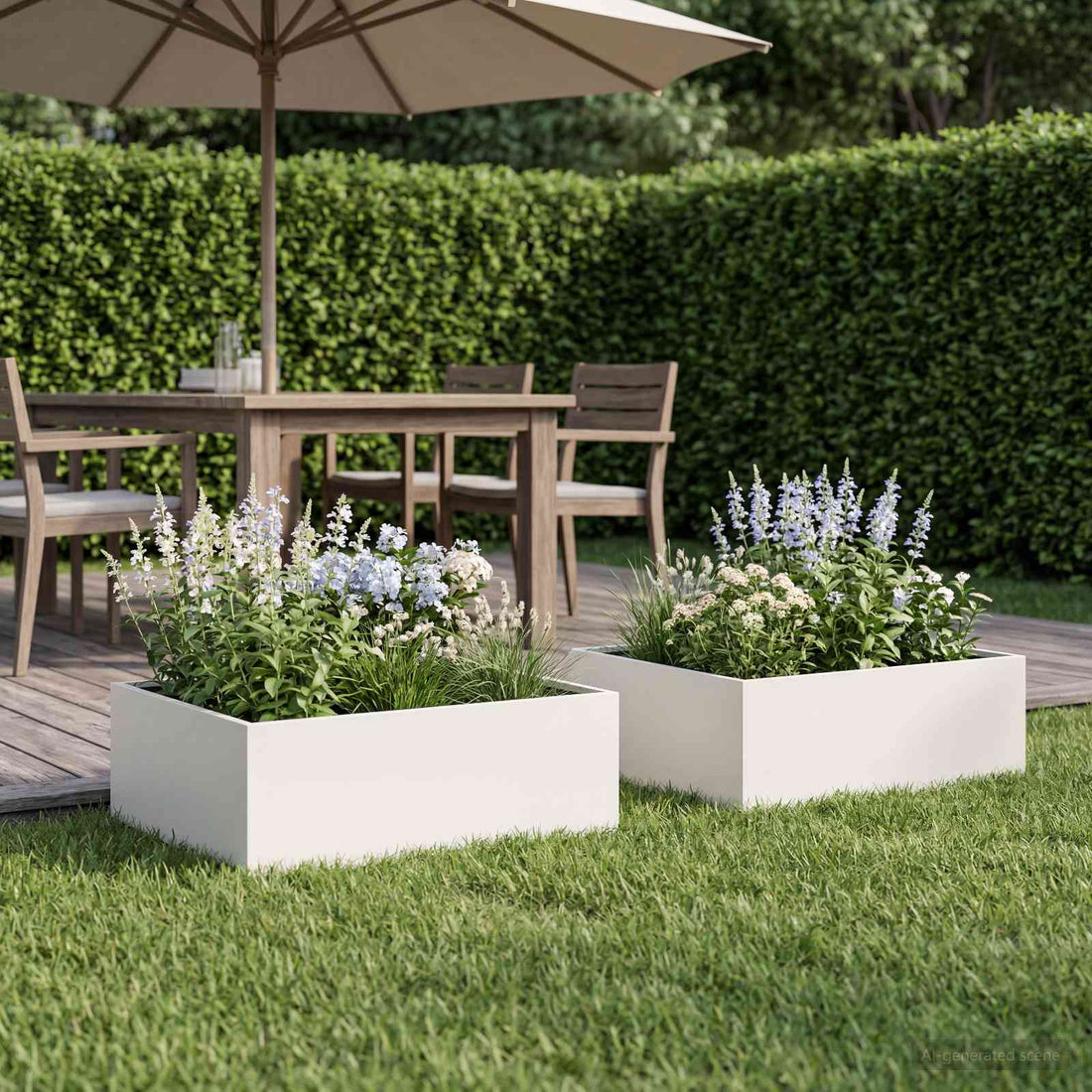 vidaXL Macetero de Jardín 2 uds. Blanco 40 x 40 x 20 cm