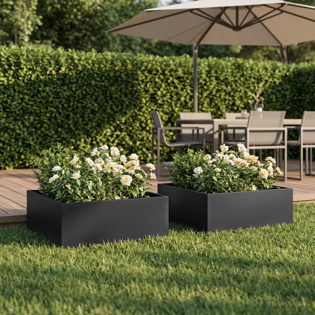 vidaXL Macetero de Jardín 2 uds. Negro 60 x 60 x 20 cm