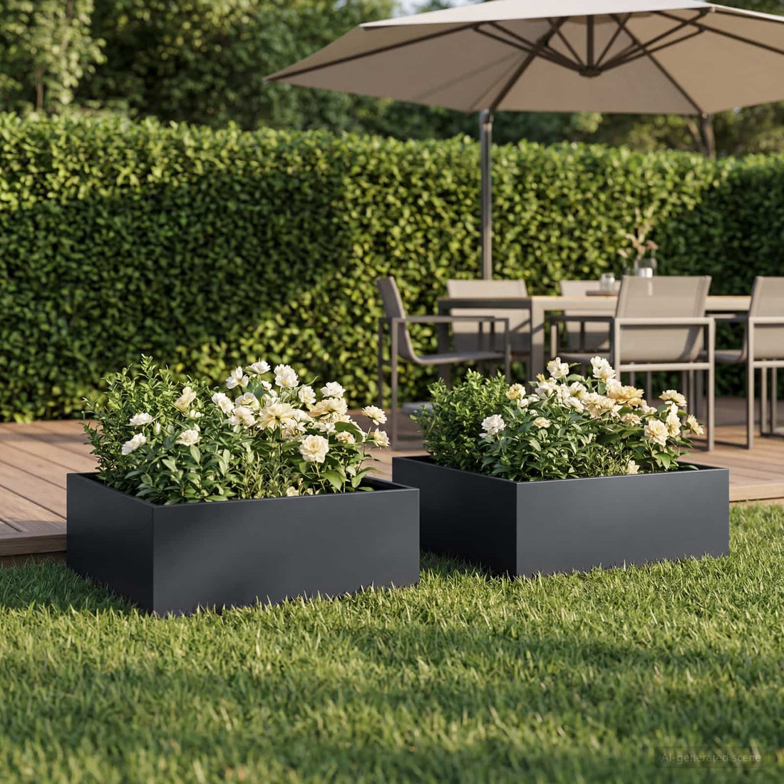 vidaXL Macetero de Jardín 2 uds. Gris antracita 60 x 60 x 20 cm